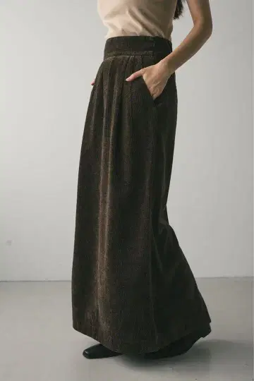 STYLEMIXER 하이웨스트 턱 벨로아 스커트