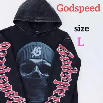 Godspeed 스컬 프린트 후드티 블랙