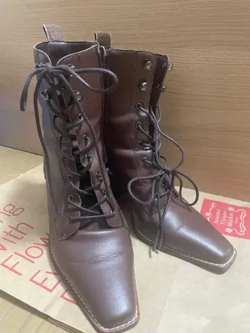 EVOL x Yukko 콜라보 천연 가죽 레이스업 부츠