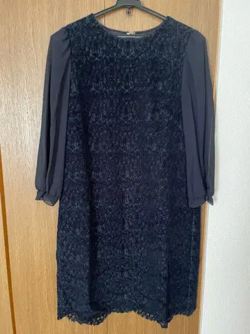 쿠미쿄쿠 네이비 레이스 원피스 긴팔