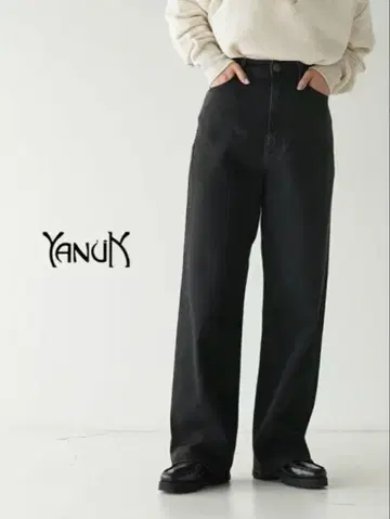 YANUK 야누크 루즈 스트레이트 JOAN 블랙 OBK 21인치