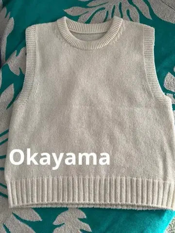 복숭아 타로 진즈 오카야마 발 SETO 화이트 니트 베스트