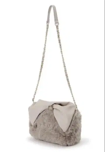 프로포션 리본 핸들 인조 모피 백