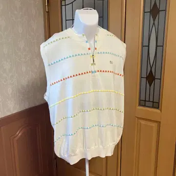 VAGIIE 스트라이프 하프 지퍼 베스트