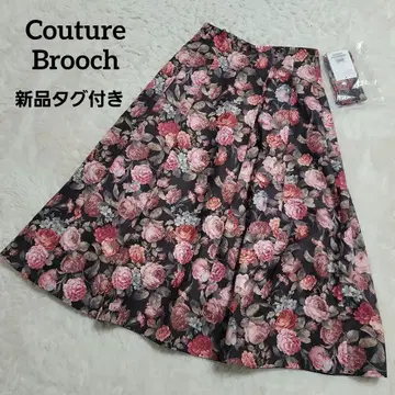 새상품급 쿠튀르 브로치 플라워 프린트 플레어 스커트