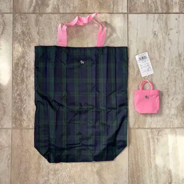 새상품 파밀리아 에코백 핑크색 체크