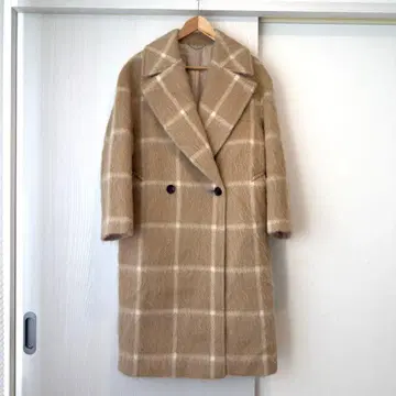23구 마테코 샤기 체크 코트 체스터 코트 베이지 M