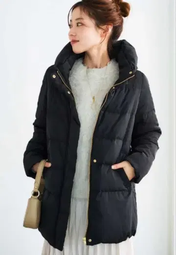 [ 새상품급 ] 르쿠르블랑 블랙 다운 자켓 미들 기장 L