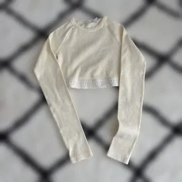 adidas 아디다스 리브 크롭탑 긴팔 S 필라테스 요가