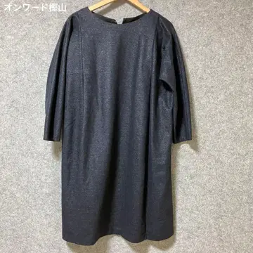 온워드 카시야마 다크 그레이 A라인 원피스 라메 믹스