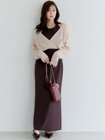 SNIDEL 카슈쿨 니트 세트 홀터 원피스