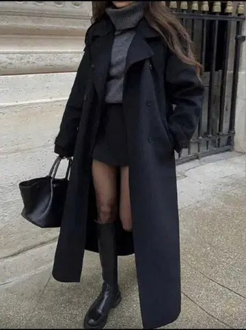 미사용 새상품 블랙 롱 코트