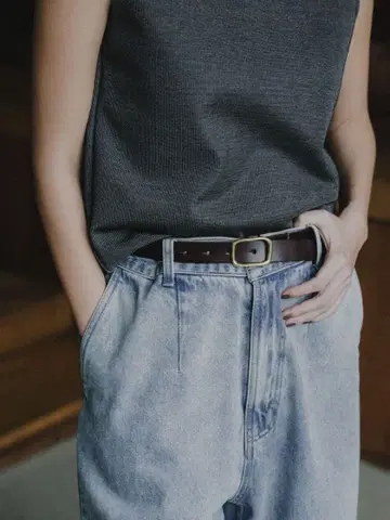 크루레 crewre 버튼 스터드 가죽 벨트 brown