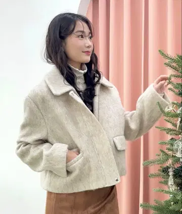 UNE MANSION 울 싱글 컬러 크롭 자켓