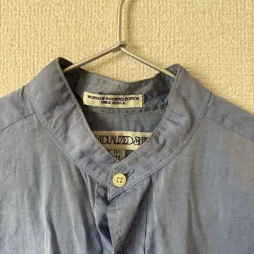 USA 인디비주얼라이즈드 셔츠 밴드 카라 셔츠 14 1/2 파랑
