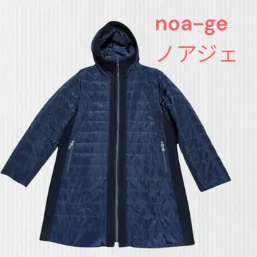 noa-ge 노아제 후드 부착 코트 네이비 절개 L 사이즈