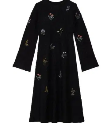 AMERI FLOWER EMBROIDERY DRESS 블랙 M 사이즈