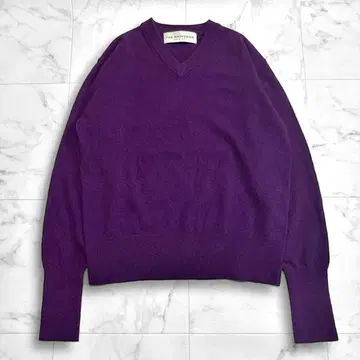 새상품급 신존 울 캐시미어 니트 V넥 퍼플 와이드 루즈핏