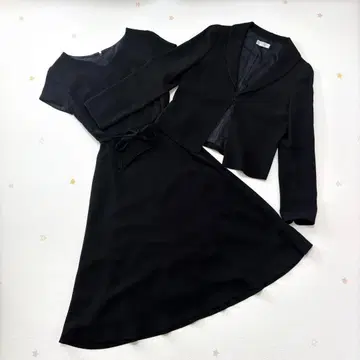 플랑드르 포멀 원피스 노카라 자켓 블랙 상복 새틴 시치고산