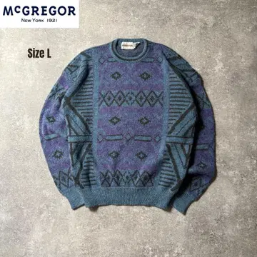 90s 맥그리거 크루넥 니트 네이비 그린 L