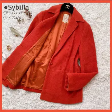 컨디션 최상 시빌라 모헤어 알파카 혼방 램스울 숏코트 오렌지 40