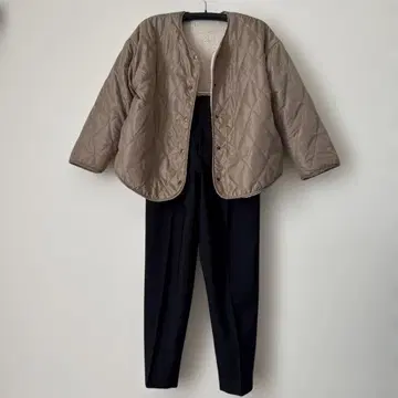 베이지 퀼팅 자켓 ships 팬츠 세트