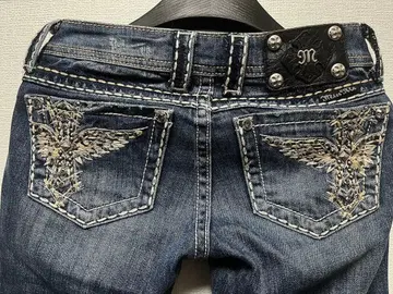 miss me 미스미 데님 팬츠 플레어 자수 큐빅 스티치