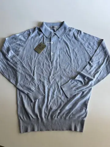 새상품 JOHN SMEDLEY 씨 아일랜드 코튼 미러 블루 M