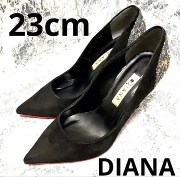 [ 새상품급 ] DIANA 블랙 스웨이드 하이힐 스팽글 스터드
