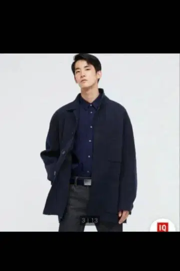 +J 유니클로 울 블렌드 오버 사이즈 셔츠 자켓 아우터 네이비