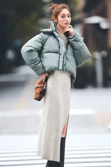 ZARA 러버 피니시 퍼프 자켓 M