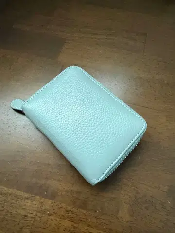 라이트 블루 가죽 코인 카드 케이스