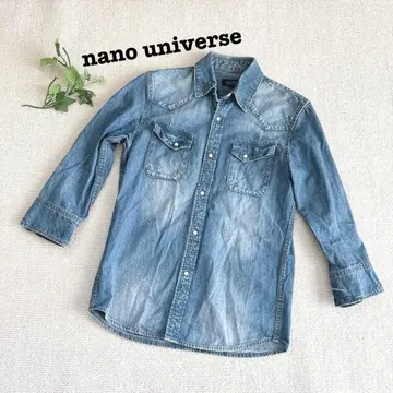 s.1546 [나노 유니버스] 7부 소매 데님 셔츠 클러치 버튼 겉옷