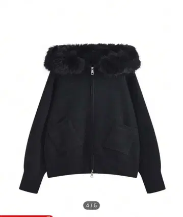 후드 퍼 니트 후드티 블랙