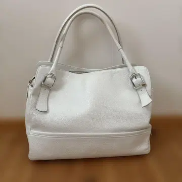 긴자 카네마츠 화이트 가죽 핸드백