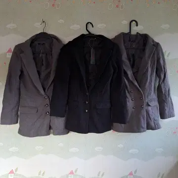 테일러드 자켓 그레이 버튼 블랙 M 새상품 코트 세트