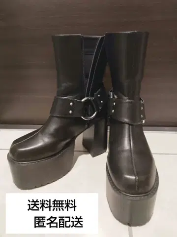 EMODA 참 벌키 부츠 가죽 신발 힐 통굽