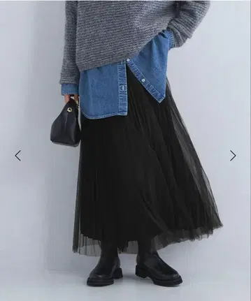 2WAY 튤 플리츠 스커트