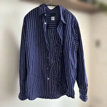 THOMAS MASON 네이비 스트라이프 셔츠 L