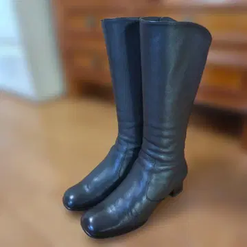 일본제 히미코 다크 브라운 지퍼 달린 롱 부츠