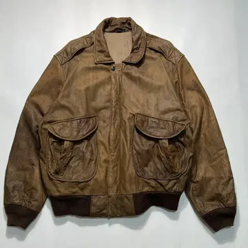 90s 빈티지 가죽 A2형 플라이트 자켓 L 브라운 천연 가죽 7216