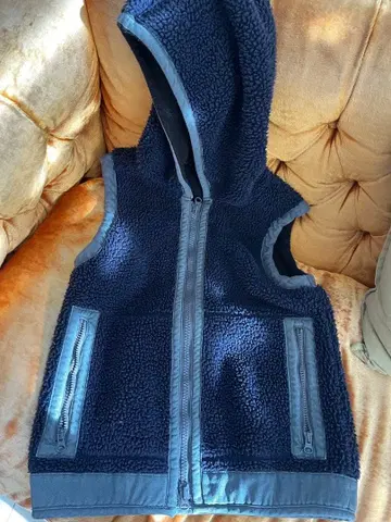 플리스 후드 부착 자켓 네이비