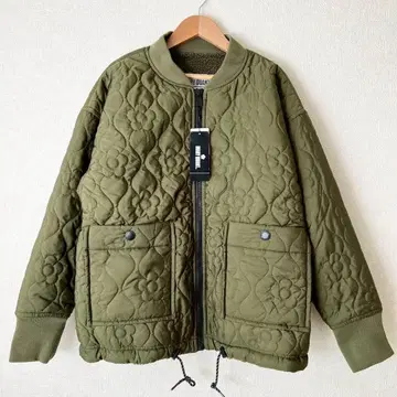 택 포함 MARY QUANT 퀼팅 데이지 리버서블 블루종 카키