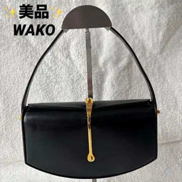 새상품급 WAKO 와코 가죽 핸드백 블랙 금장 장식 포멀 백