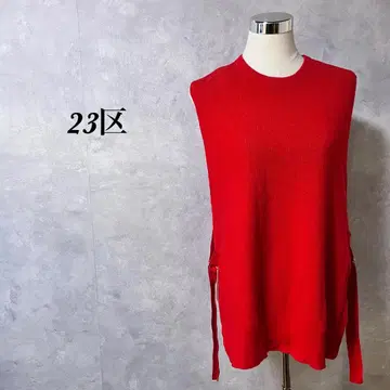 23구 니트 베스트 슬리브리스 리브 스트레치 레드 M 4943N