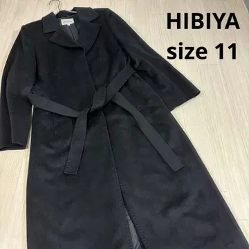 HIBIYA 블랙 롱 코트 사이즈 11 캐시미어 100%