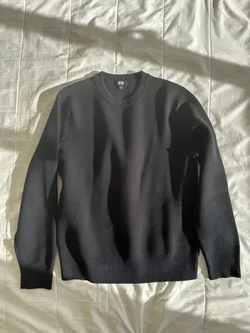 유니클로 워셔블 밀라노 리브 크루넥 스웨터 블랙 S