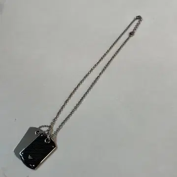 엠포리오 아르마니 도그택 목걸이 실버 블랙