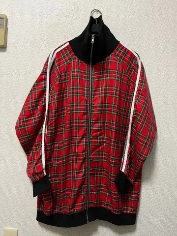 앙코락 오버 사이즈 트랙 자켓 / 타탄 체크 스트레치