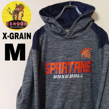 USA 구제 의류 X-GRAIN 스포츠 후드티 M 그레이 네이비